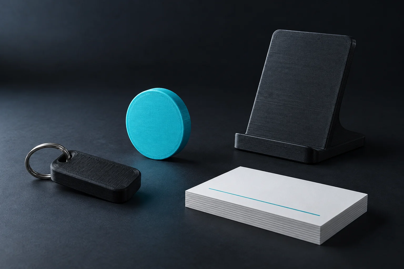 Concepto visual de llavero, ficha, soporte y tarjetas personalizados
